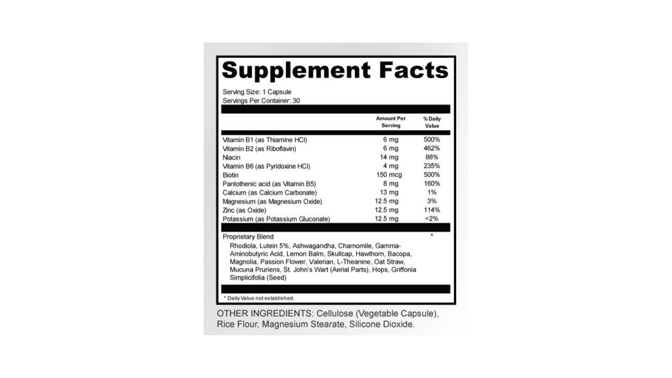 Clear Sound 911 supplement facts
