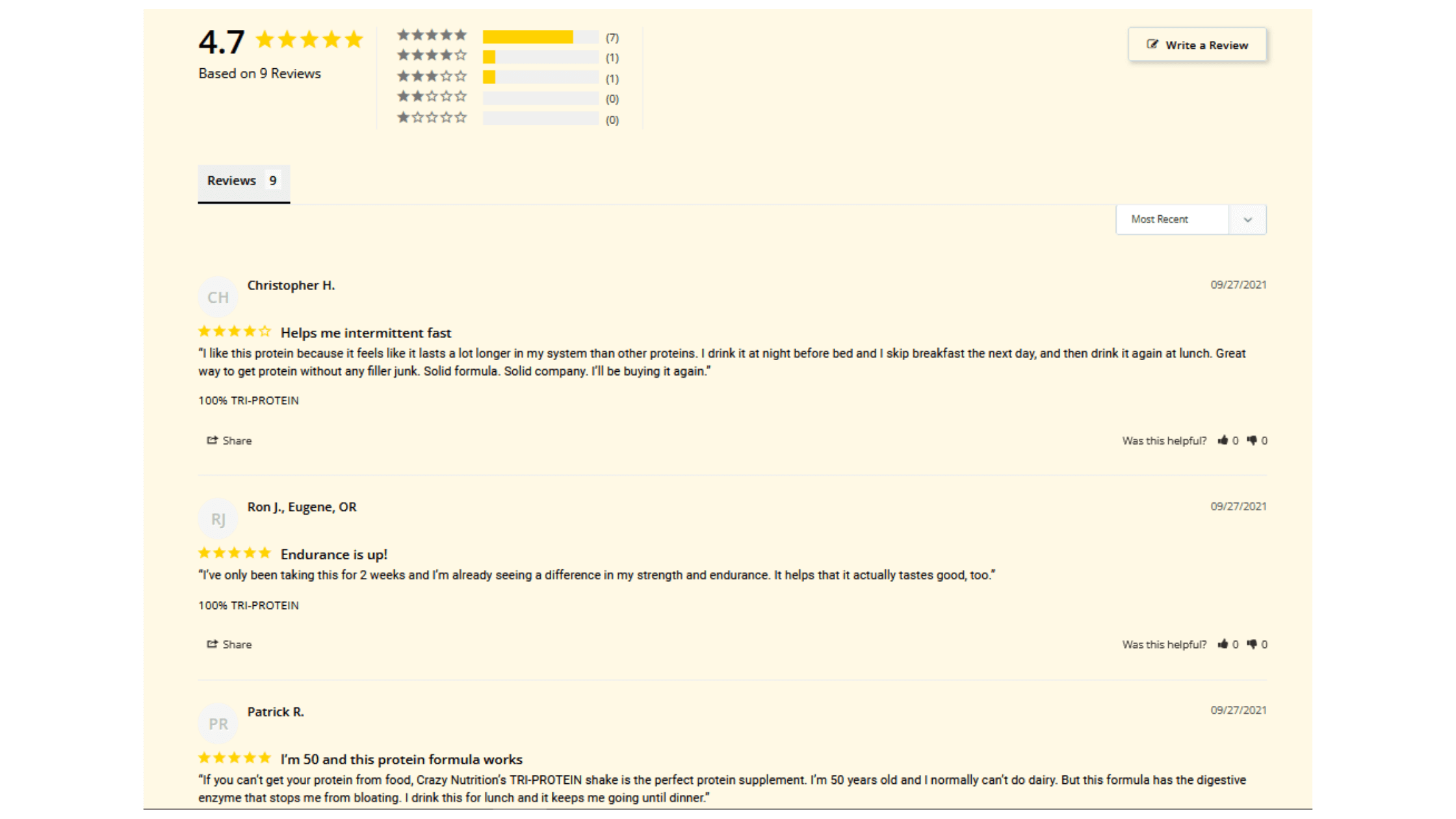 Tri-Protein Customer reviews