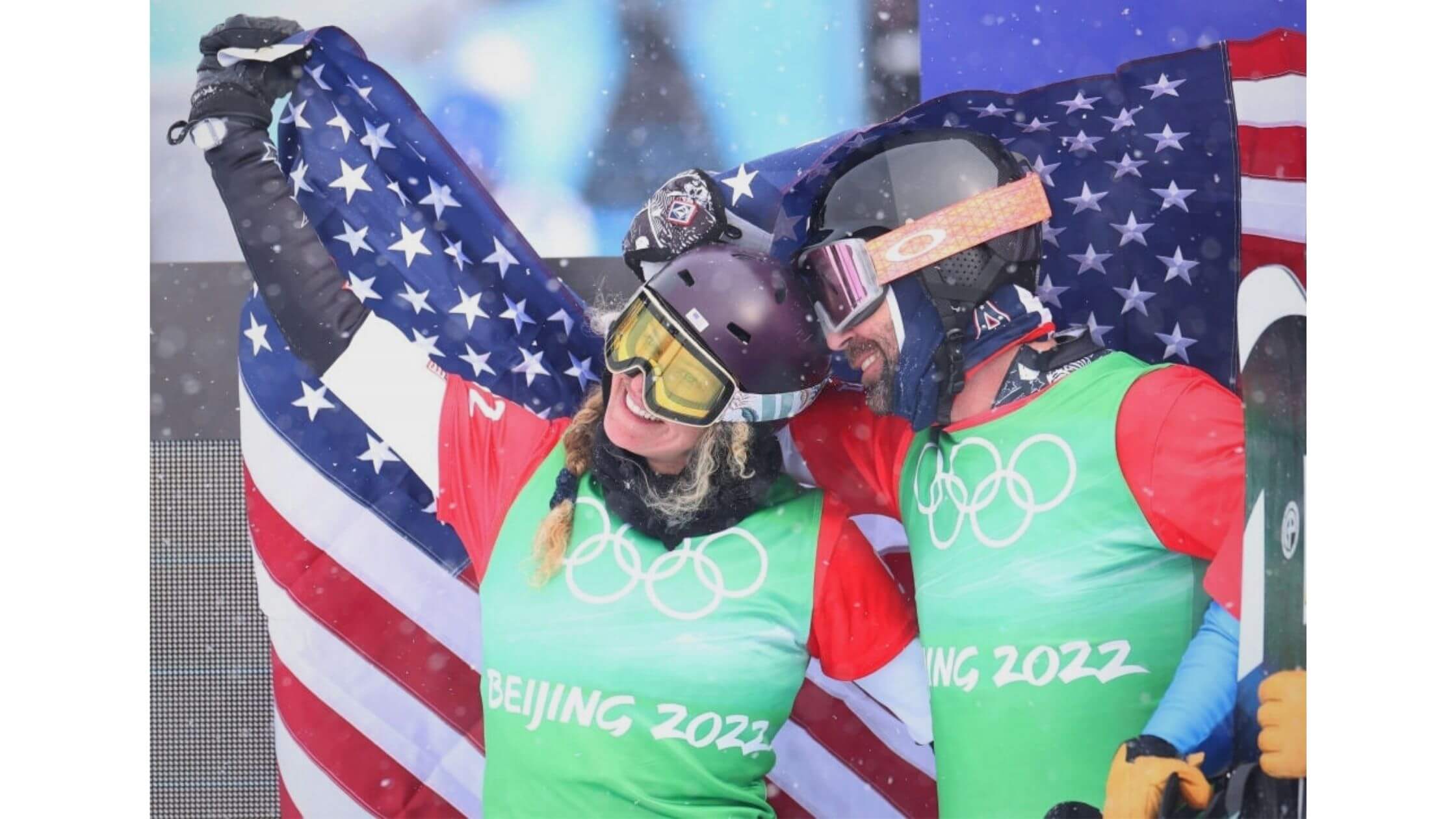 The Oldest Pair Of Snowboard Cross Mixed Of Nick Baumgartner And Lindsey Jacobellis From The USA Won Gold In Winter Olympics