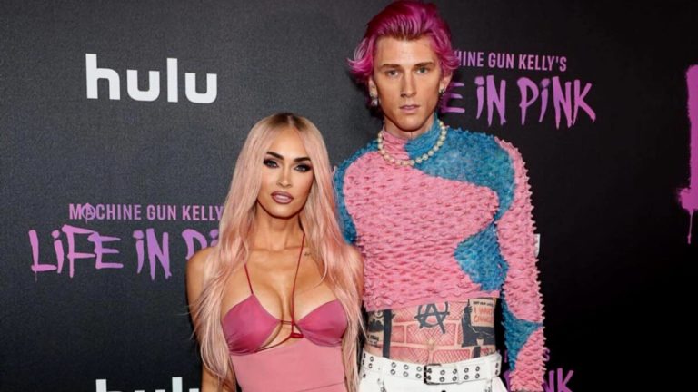 Megan Fox And MGK Twin In Bubblegum Pink At His' Life Movie Premiere